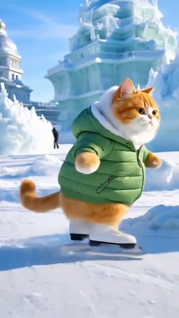 Рыжий кот зимой