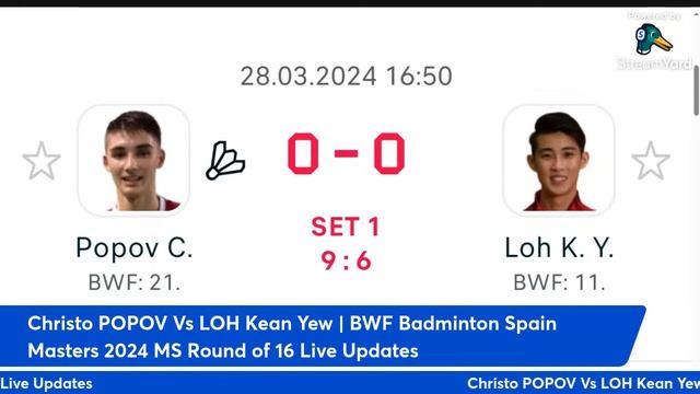 Christo POPOV Vs LOH Kean Yew | BWF Badminton Spain Masters 2024 MS Round of 16 Live Updates