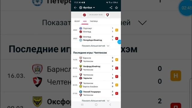 ✅️ ФЛИТВУД  - ЧЕЛТЕНХЭМ. ПРОГНОЗ НА ПЕРВУЮ ЛИГУ АНГЛИИ 29 МАРТА.