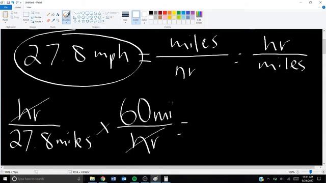 Usain Bolt's top speed (mph) converted to minutes per mile (min/mi)