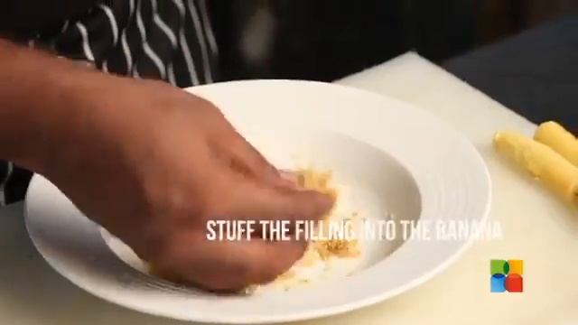 Coconut & Nut stuffed Banana Recipe | Ventuno Chef's Corner