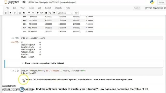 Prediction using Unsupervised ML(iris dataset) #task2 #gripjune22