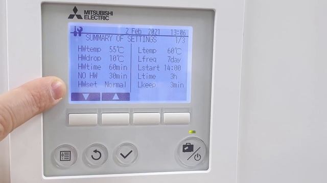 Ecodan Summary of settings