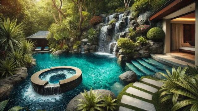 Relaxing Music for Stress Relief ~ Piano Music ~ Serene Waterfall Retreat