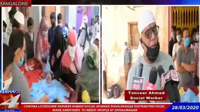 Tanveer haji saab distributes masks, sanitisers and food to the people in Shivajinagar on 28/3/2020