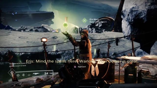 Idle Dialogue, The Moon | Eris Morn: "Mind the Spells Here, Warlock" | Shadowkeep
