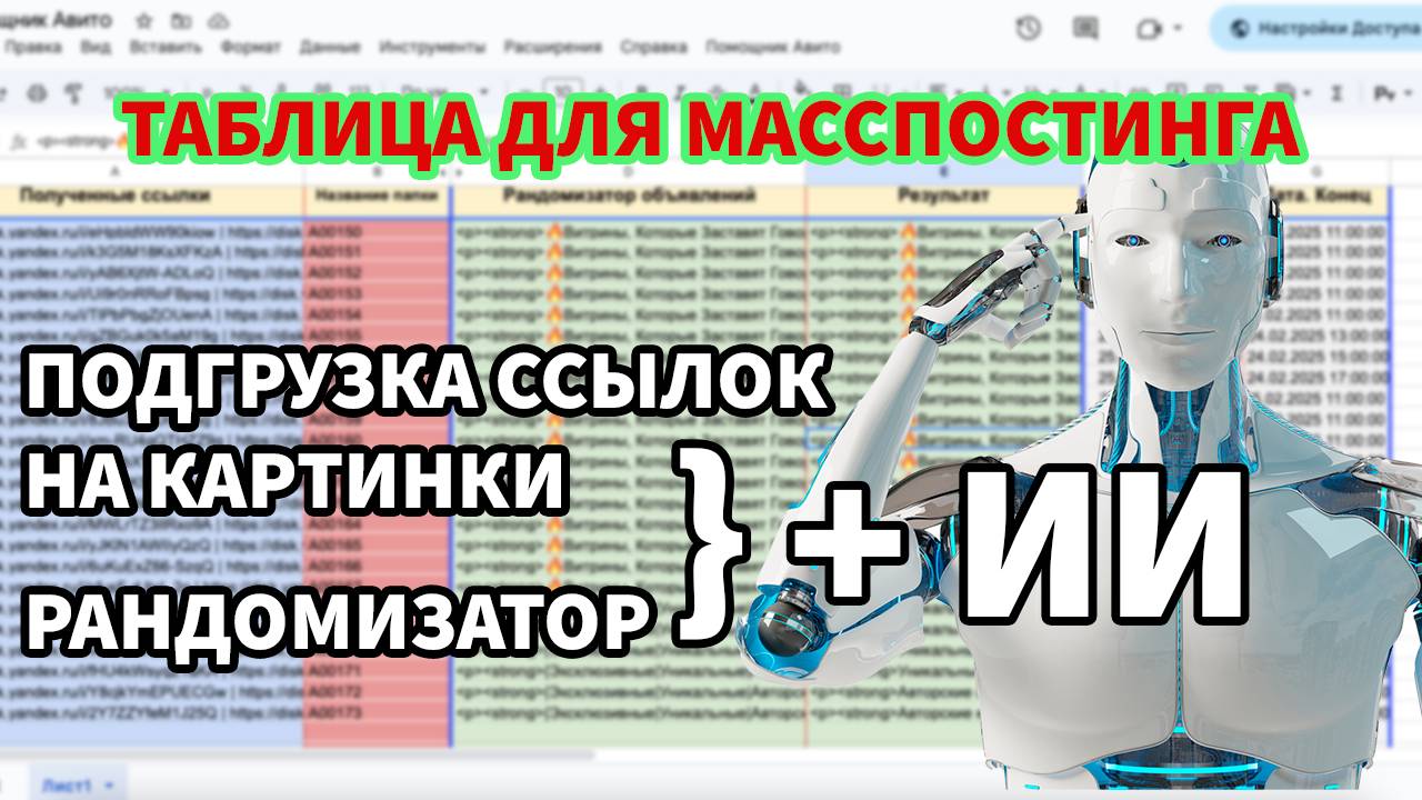Масспостинг Авито за 5 минут. Загрузка картинок в таблицу Авито + Уникализатор + ИИ