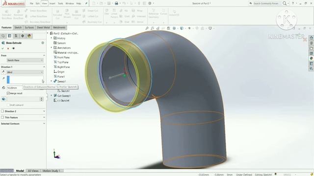 Elbow on Solid works // Solid works tutorial // Design of Elbow on solid works