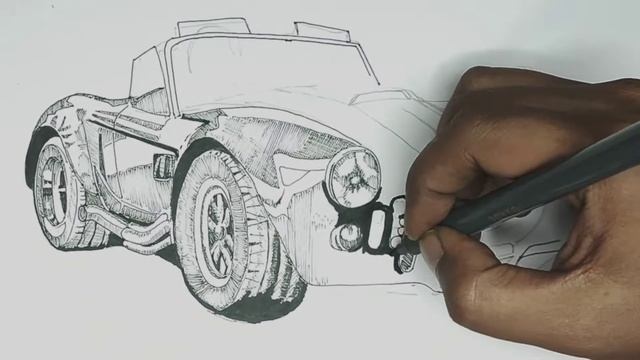 How to Drawing Car looks real| Shelby 427-Cobra