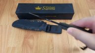 KIZLYAR ENZO BLACK & GRAY MICARTA TITANIUM D2 STEEL FIXED KNIFE W/ SHEATH 0070