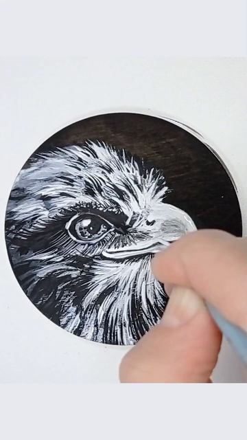 Друг🦅Магнит, дерево, акрил ø8#живопись#люблюприроду#drawtogether#орел#eagle#чернобелое