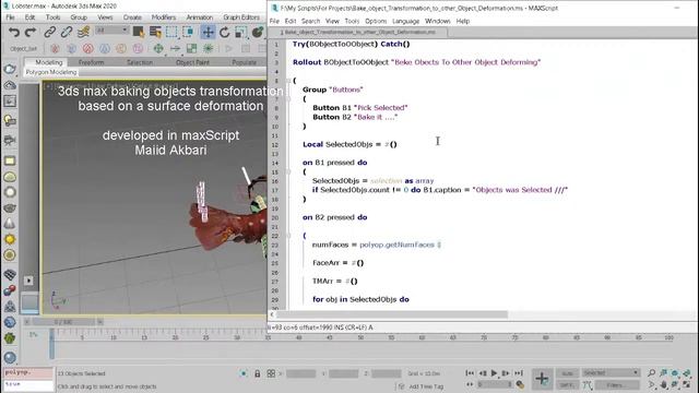 3ds max baking objects transformations based on a surface deformation