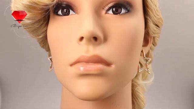 Bije.ru: Позолоченные серьги в форме звезд с кристаллами Swarovski Maris (Марис)