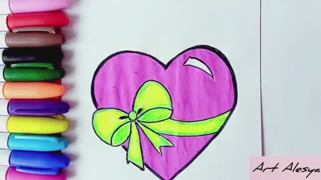 Как нарисовать красивое сердце с бантиком 💓