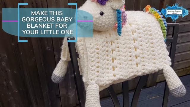 Rainbow Unicorn Baby Blanket Crochet Pattern | Crafting Happiness PROMO VIDEO