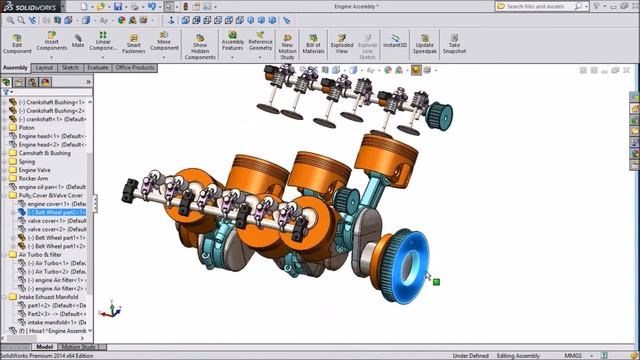 V Engine Animation in SolidWorks