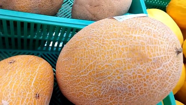 Дыня Торпеда или Мирзанчульская в магазине 甜瓜鱼雷或 Mirzanchulskaya 在商店里 店内のメロントルペドまたはミルザンチュルスカヤ 가게의 멜