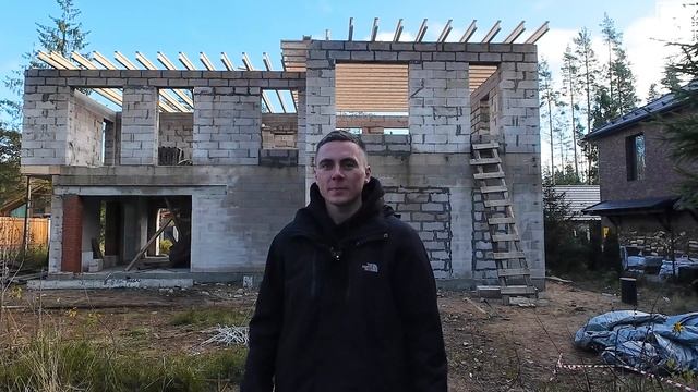Деревянное перекрытие в доме из газобетона. Репино часть 1
