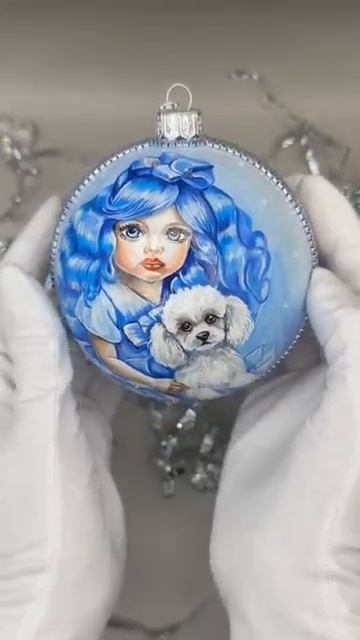 Елочный шар «Мальвина» #авторскаяработа #handmade #авторскиеукрашения #art #декор #украшениядляелки