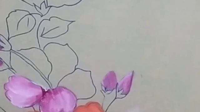 beautiful hibiscus  flower /tutorial/fabric painting suit design