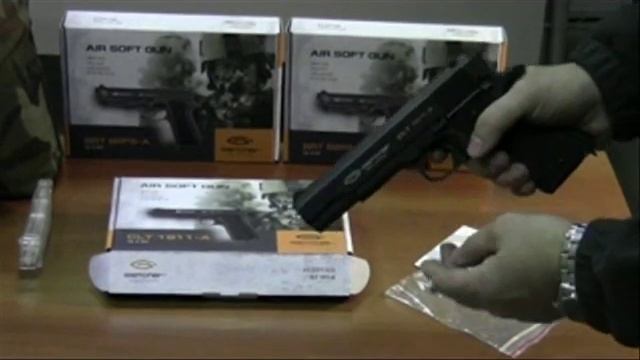 Пистолет Страйкбольный Gletcher CLT 1911-A  Soft Air 6mm CO2 colt.wmv