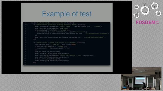 FOSDEM 2017 - Next Generation of the LuaRocks test suite.mp4
