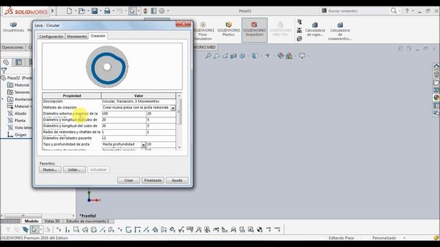 leva en SolidWorks