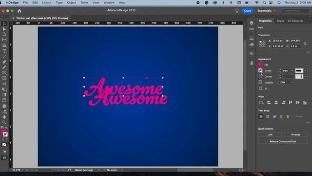 How to create a COOL STICKER text effect in Adobe InDesign? #indesigntutorial #typography #sticker