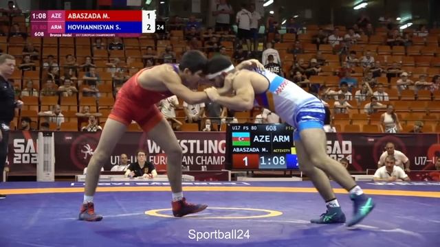 Саак Ованнисян (ARM) - Махаммад Абасзада (AZE) | 80 kg, за бронзу ЧЕ-U17 по вольной борьбе.