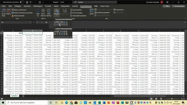 Excel, dynamischen Jahreskalender quick & dirty erstellen