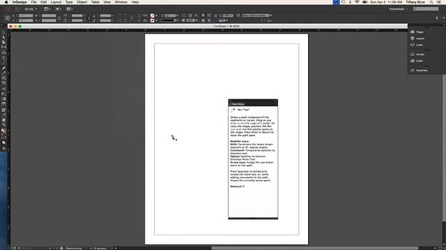 Tool Hints Panel in InDesign