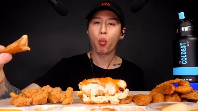 ASMR KFC Nashville Hot Big Box Mukbang (No Talking) EATING SOUNDS | Zach Choi ASMR