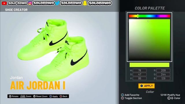 NBA 2K21 Shoe Creator Nike Dunk High “AMBUSH Flash Lime”