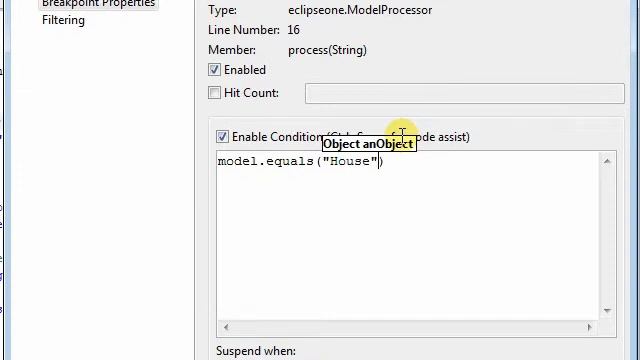 Conditional Breakpoints in Eclipse