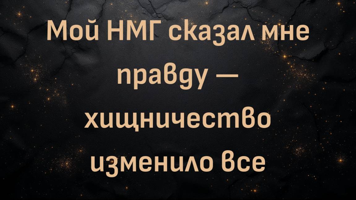 Мой НМГ сказал мне правду — хищничество изменило все (Стюарт)