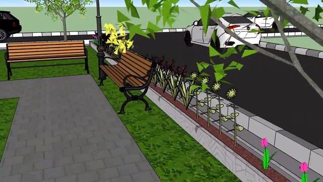 Hasil Tugas Pembuatan Taman  SketchUp