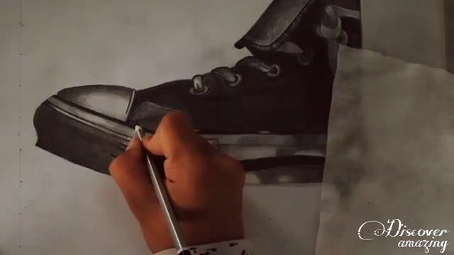 still life drawing of shoes with graphite pencil