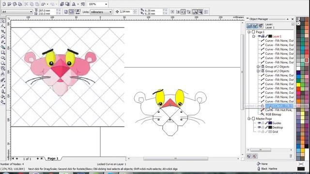 CorelDraw X3 / Урок 2 / Рисуване на pink panther