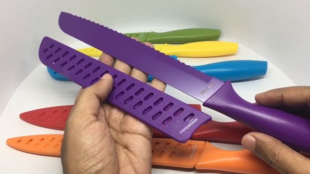 AmazonBasics 12-piece Colored Knife Set