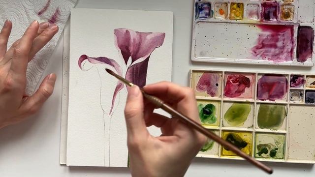 How to Paint a Calla Lily with Watercolor - Tutorial