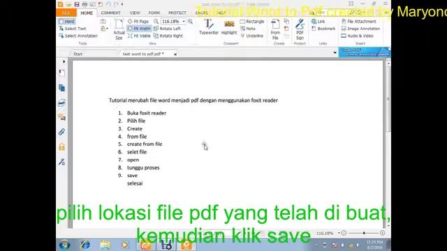 Cara menjadikan  file word menjadi pdf dengan Foxit reader