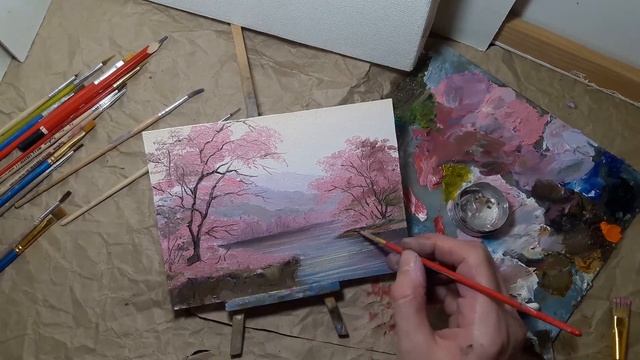 SAKURA BLOSSOMS | HOW TO PAINT A CHERRY BLOSSOM TREE | Wow Art Painting, Step by step Draw Tutorial