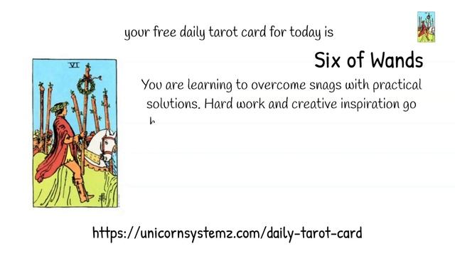 The Six of Wands as your daily tarot card reading by Shaun Dixon!