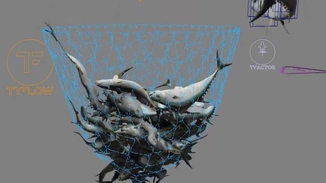 tyflow Experiment - fish net- 3ds max