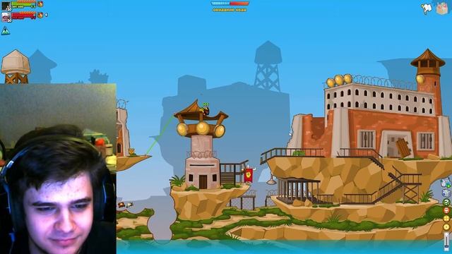 Wormix - First Fight with a Friend on a Random Weapon on Discord (Prison Map Part 2)