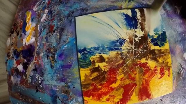 Abstract Painting DEMO 7  - Acrylic painting speed painting - demonstration - painting techniques
