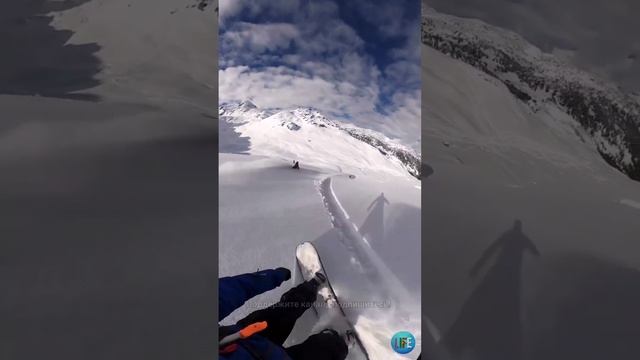 Сноуборд, красивый спуск