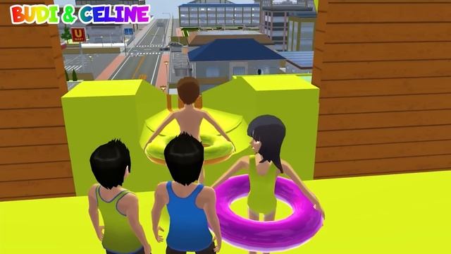 Kolam Renang Pororo Raksasa Diatas Rumah Yuta | Mio Baby Celine Main Seluncuran Ada Bola Warna Warn