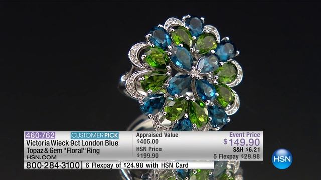 Victoria Wieck 9ct London Blue Topaz "Floral" Ring