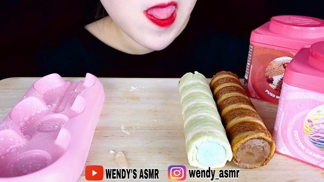 ASMR dessert Baskin Robbins Ice Cream choco roll, banana mochi, pistachio MUKBANG디저트 먹방Eating Sound